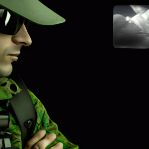 The picture shows a teenage soldier wearing a green army vest, a helmet and black sunglasses, holding a rifle and posing in front of a black background with white clouds. The Call of Duty logo and Activision and Nvidia logos are displayed in the corner. The soldier is surrounded by a glowing blue light and stands protectively with the weapon held ready. The scene reflects the intense action of the game Call of Duty: Modern Warfare 3.