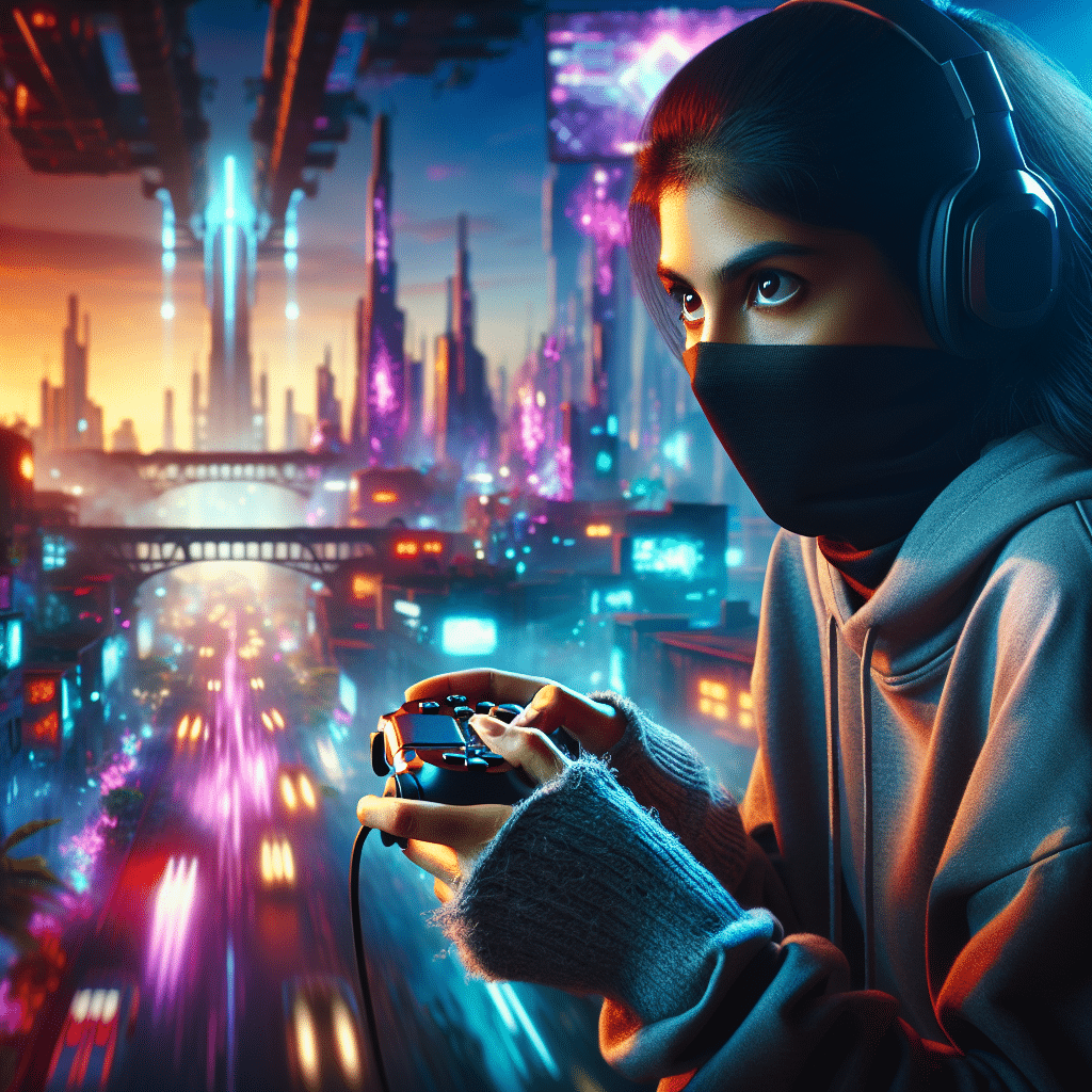 The picture features a vibrant and action-packed scene with Electronic Arts and Sony PlayStation logos prominently displayed. In the foreground, a skilled gamer is engrossed in intense gameplay, controller in hand, with a look of determination on their face. The background showcases a futuristic virtual world, filled with stunning neon lights and dynamic cityscapes, creating an immersive gaming atmosphere.