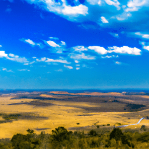 The picture of Goiás, Meteorology, Heat Wave, Degree Celsius, and National Institute of Meteorology shows a beautiful landscape of rolling hills, valleys, and open fields. The sky is hazy and a light blue in color. In the forefront, a few large clouds can be seen whose shapes range from puffy and white to dark, foreboding grey. Above the foreground, a huge, red heatwave extends across the sky in the form of a red line, identifying the coverage of extreme temperatures across the state. Below the landscape, the text “National Institute of Meteorology” is printed in white against a blue backdrop. Temperatures are measured in degrees Celsius and given numerical values ranging from 4 to 40 C. The frame of the picture is a light yellow color, adding to the warm, inviting feeling of the landscape.