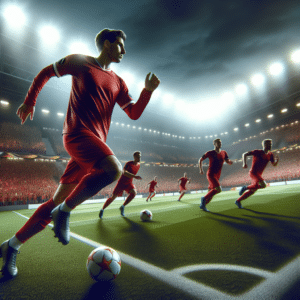 The picture showcases a vibrant scene at Anfield, Liverpool's iconic stadium, during a UEFA Europa League match against LASK. The foreground captures Liverpool players in their red jerseys, displaying their trademark attacking style. The background reveals a sea of passionate fans, clad in red and white, creating an electric atmosphere.