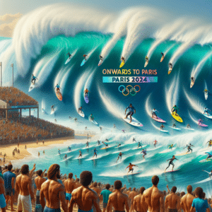 Surfistas disputam vaga nos Jogos Mundiais de Surfe em Paris 2024. Gabriel Medina busca representar o Brasil nas Olimpíadas. Competição organizada pela ISA.