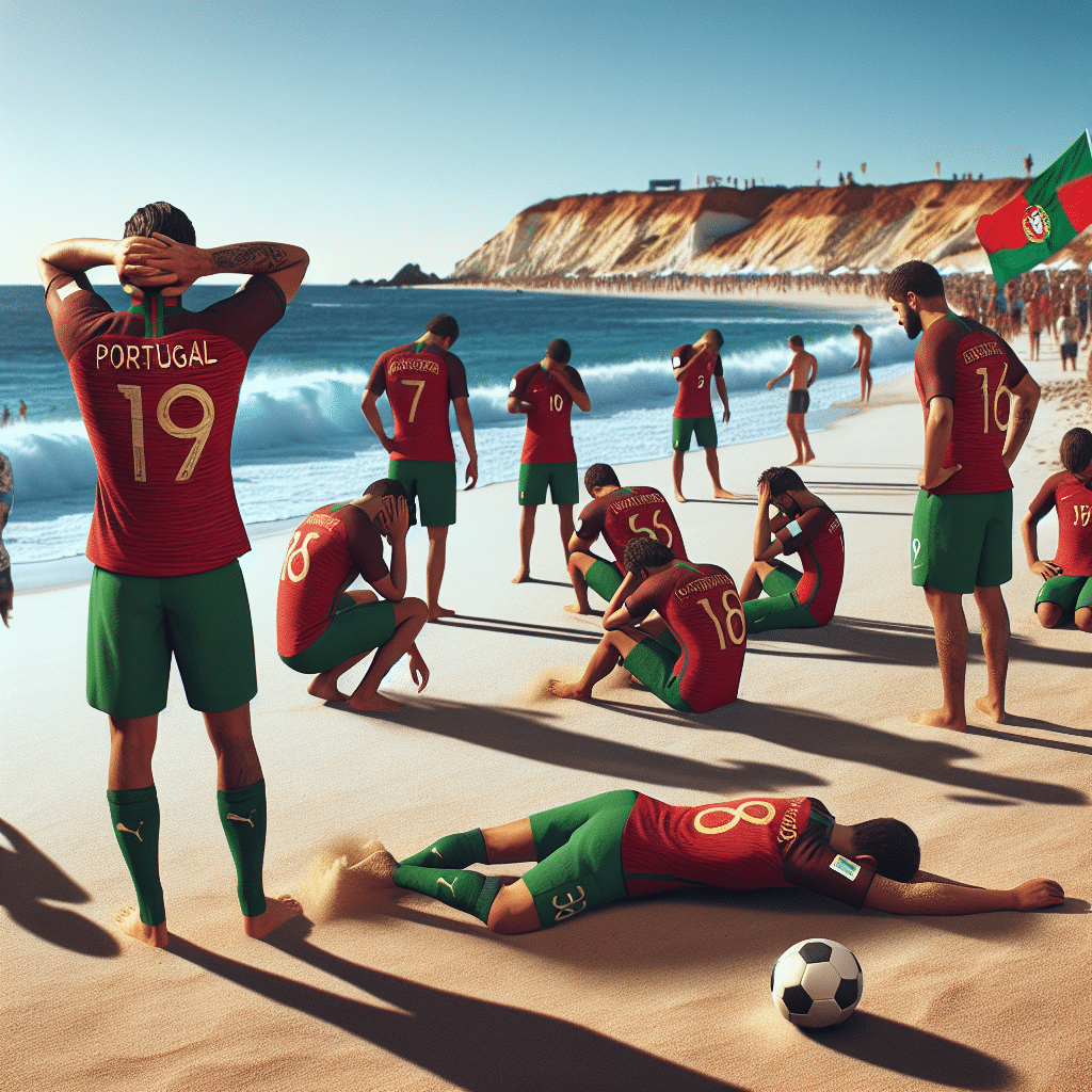 Portugal eliminado do Mundial de Futebol de Praia pela Bielorrússia em jogo intenso. Destaque para Bryshtel e Augustov. Bielorrússia avança para as semifinais.