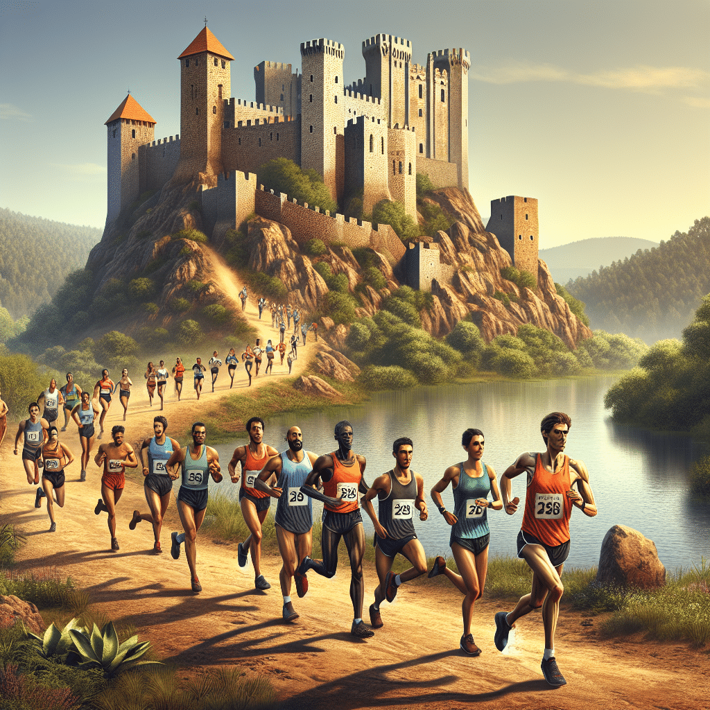 Evento "Trail Running Almourol à Vista" em Almourol Castle: corrida de trilha imperdível para todas as idades, promovendo esportes ao ar livre em Portugal.