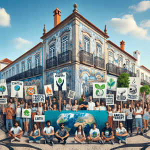 Ativistas detidos após protesto em Portugal exigem soluções climáticas. Manifestações pintam sedes políticas em busca de mudanças. Movimento estudantil em destaque.