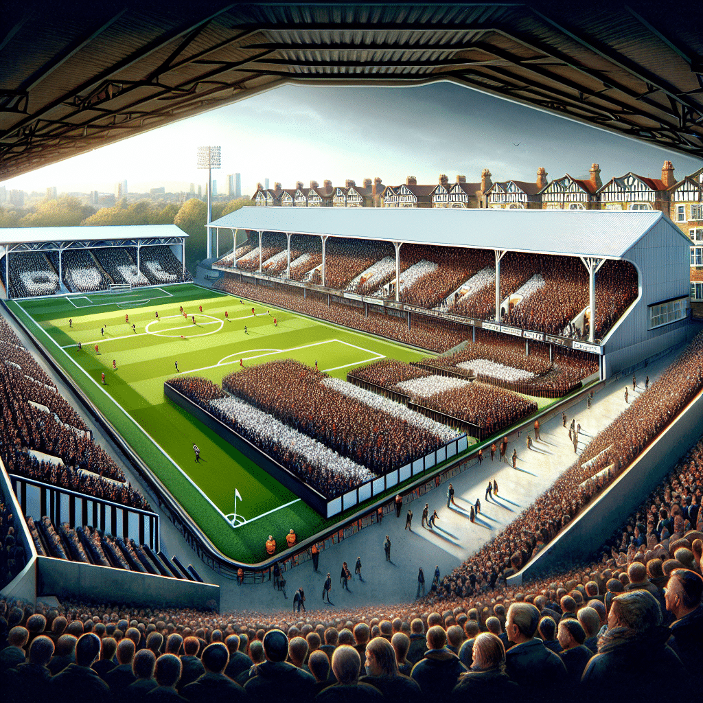 Fulham F.C. revela arquibancada renovada no estádio Craven Cottage. Capacidade ampliada e experiência aprimorada para os torcedores. Modernização reflete compromisso do clube.