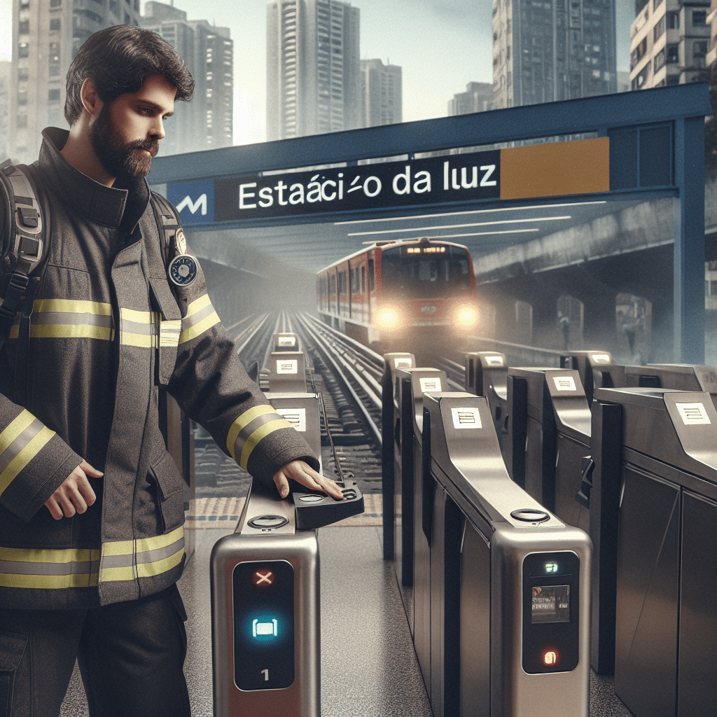 Bombeiro fere homem que pulou catraca de metrô na Estação da Luz, em São Paulo. Uso de força letal gera controvérsia e investigação.