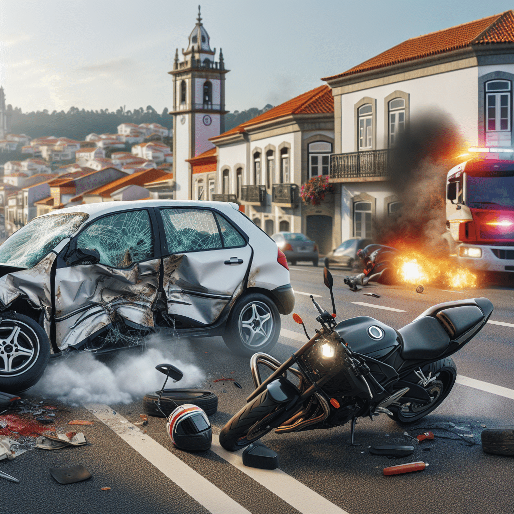 Grave colisão entre carro e motociclo em Espinho deixa seis feridos, incluindo quatro crianças. Autoridades investigam as circunstâncias do acidente.