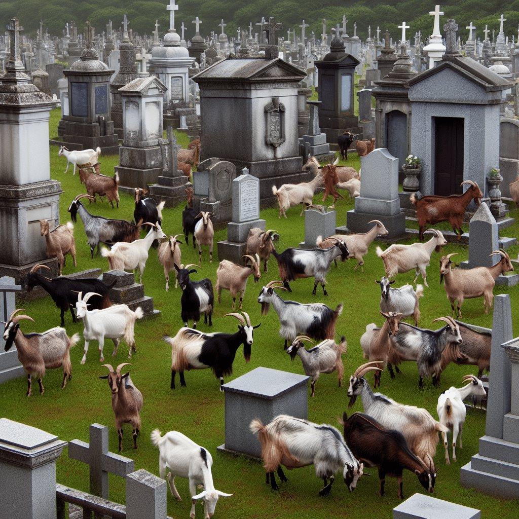 Rebanho de cabras invade cemitério no Barreiro