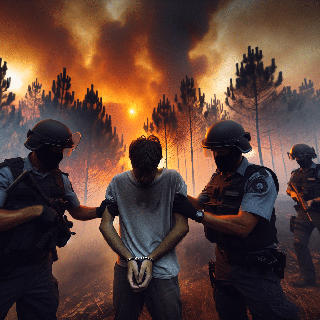 Homem detido por incendiar área de floresta em Carrazeda de Ansiães. Ação da GNR evitou tragédia em meio a incêndios em Portugal.