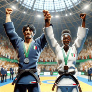 Equipe italiana domina Grand Slam de Dushanbe, com duas medalhas de ouro. Judocas brasileiros brilham, Catarina classificada, Marcelo em sétimo. Corrida olímpica em jogo.