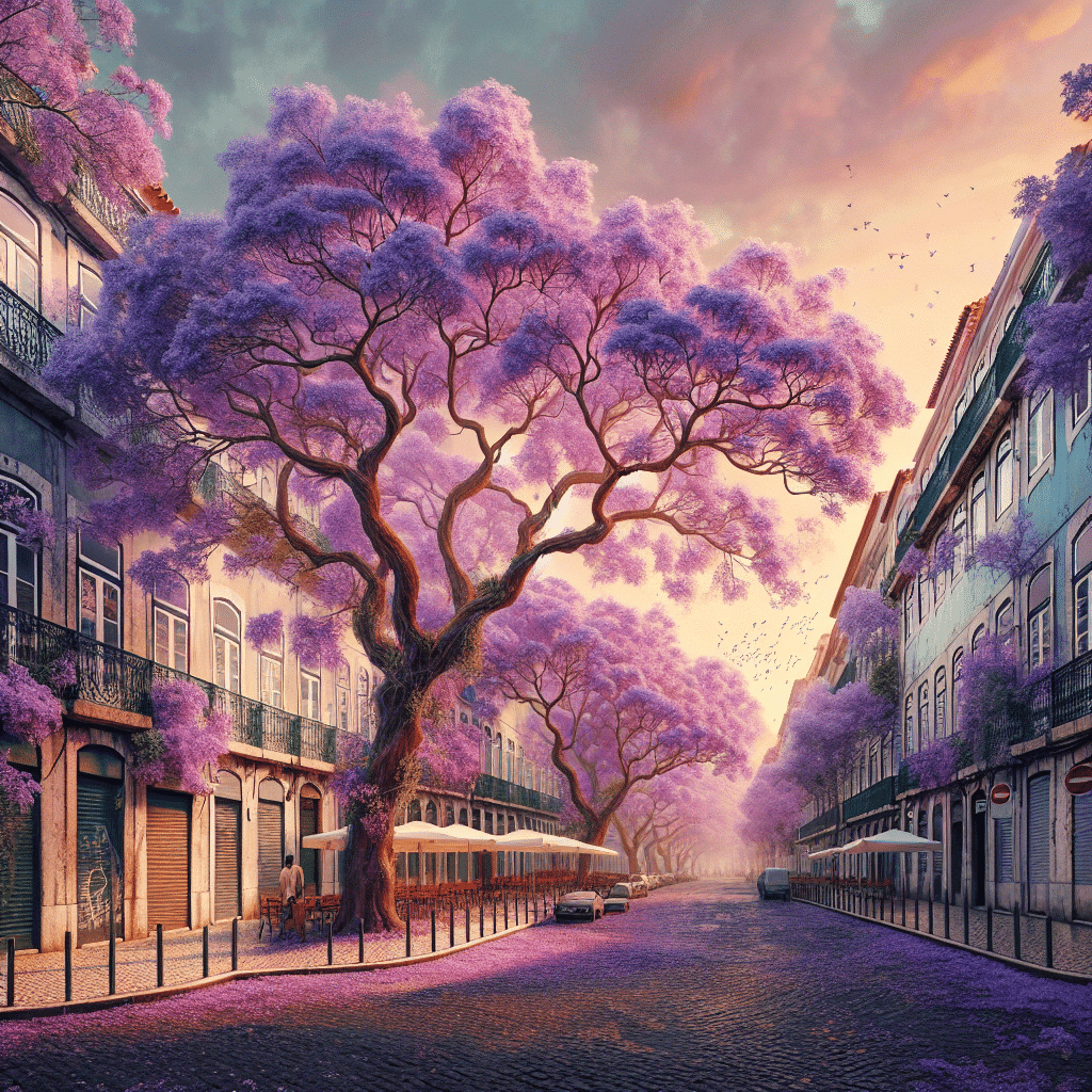 Jacarandás em Lisboa atrasam floração, intrigando habitantes. Especialistas investigam causa enquanto cidade aguarda por seu espetáculo roxo primaveril.