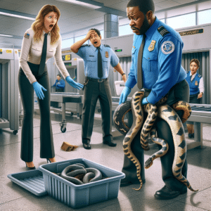 Agentes de segurança do Miami International Airport descobrem serpentes escondidas na calça de passageiro, levantando questões sobre segurança e tráfico ilegal de animais.